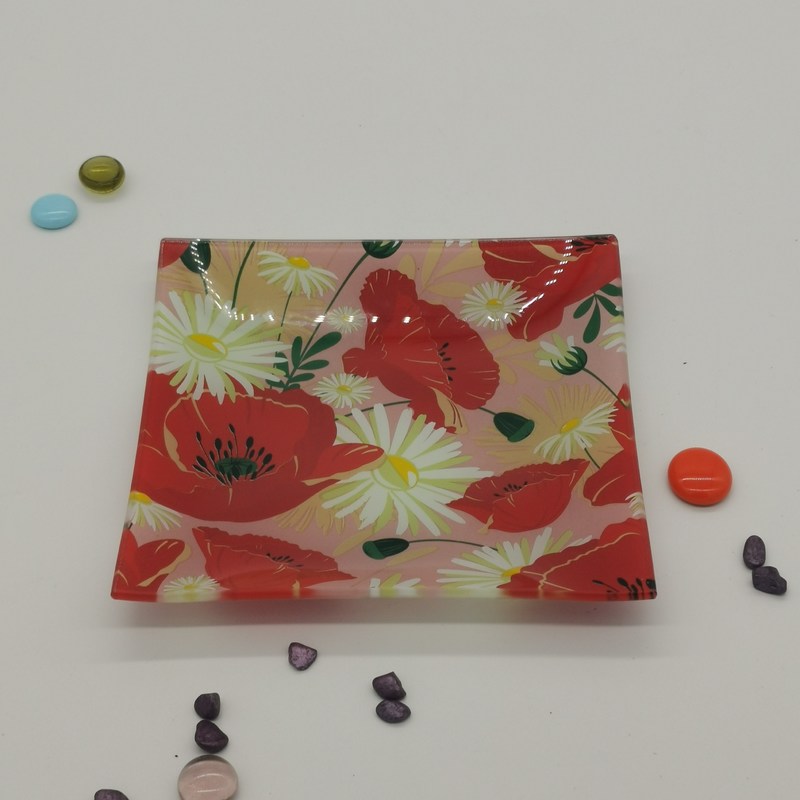 jakość Customize Color Ins Cactus Square Glass Dinner Plates fabryka