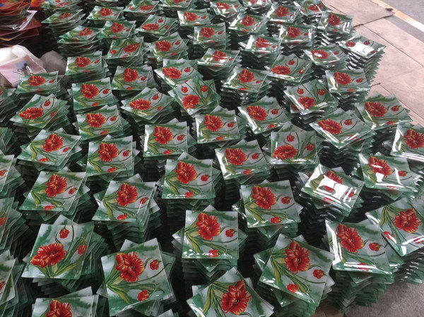 jakość Customize Color Ins Cactus Square Glass Dinner Plates fabryka