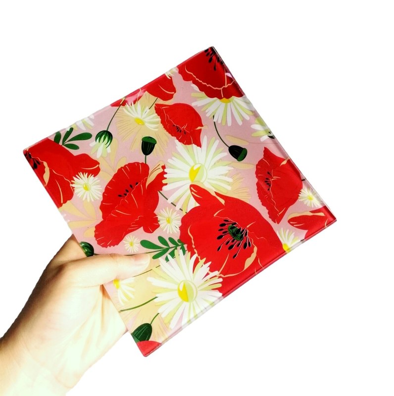 jakość Tempered Glass Color Printted Square Glass Dish for home fabryka