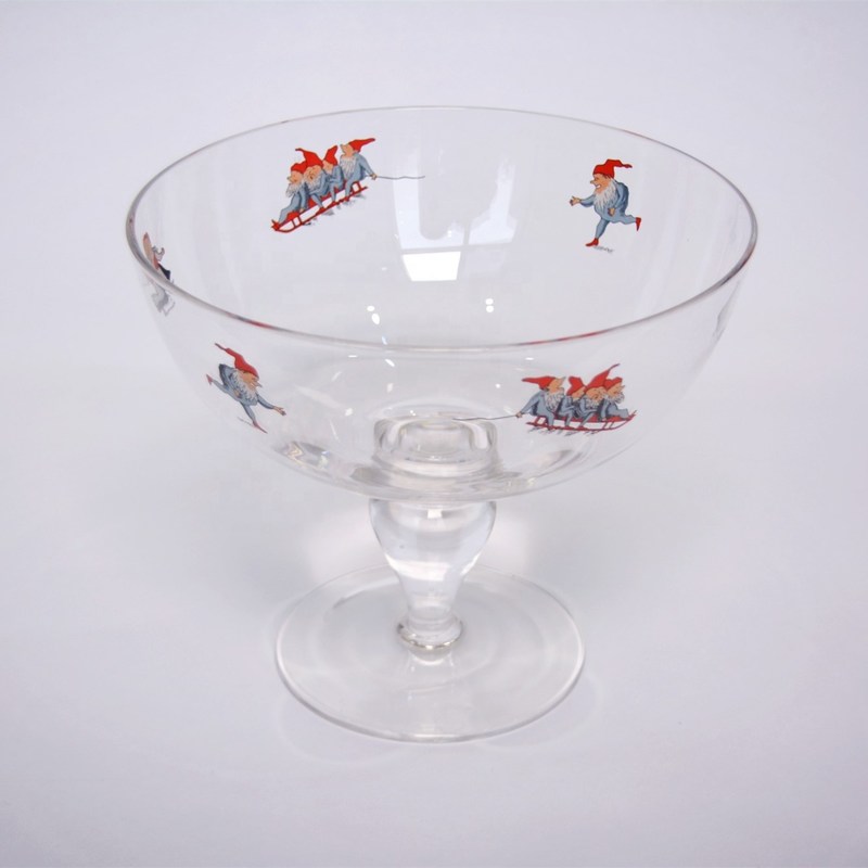 jakość Large Diameter Crystal Glass Fruit Bowl , Crystal Salad Serving Bowl With Stand fabryka