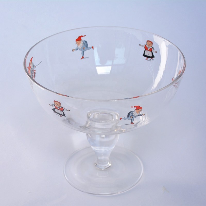 jakość Large Diameter Crystal Glass Fruit Bowl , Crystal Salad Serving Bowl With Stand fabryka
