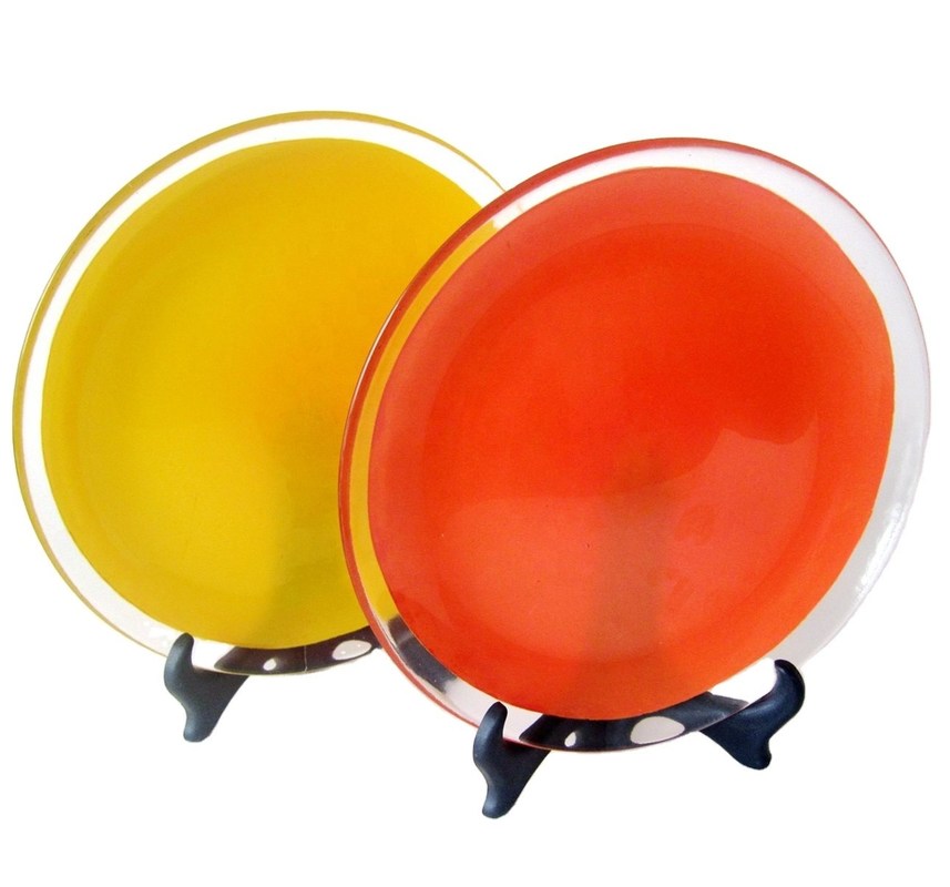 jakość 10 Inch Transparent Edge Tinting Color Glass Charger Plates fabryka