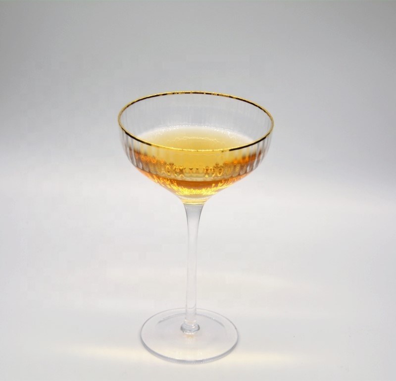 jakość Customize Gold Rim Optical Stripes Crystal Cocktail Glasses fabryka
