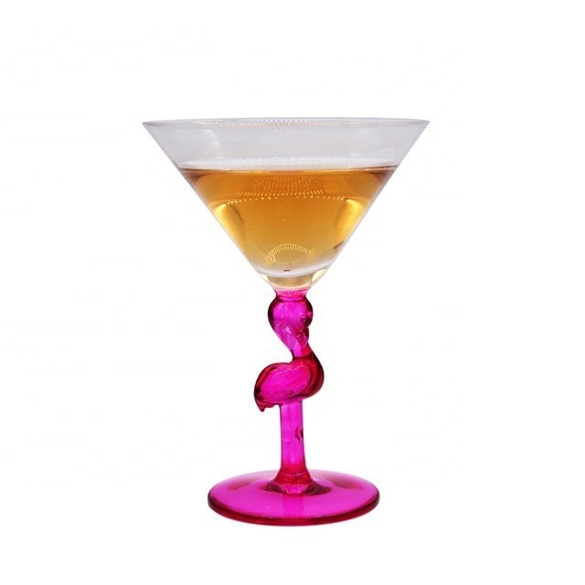 jakość Pink Color  Flamingo Shaped Stem Cocktail Crystal Glasses fabryka