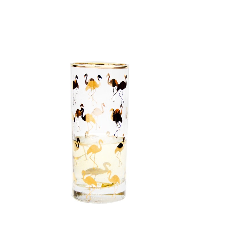 jakość Golden Flamingo Printed Crystal Highball Glasses For Restaurant fabryka