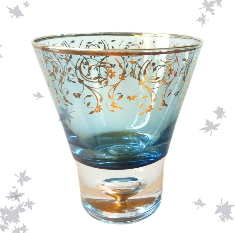 jakość Blue Color Golden Rim Stemless Crystal Cocktail Glasses fabryka