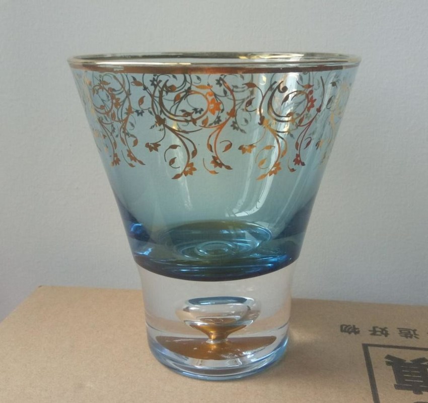jakość Blue Color Golden Rim Stemless Crystal Cocktail Glasses fabryka