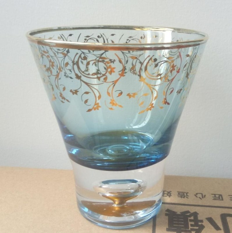 jakość Blue Color Golden Rim Stemless Crystal Cocktail Glasses fabryka