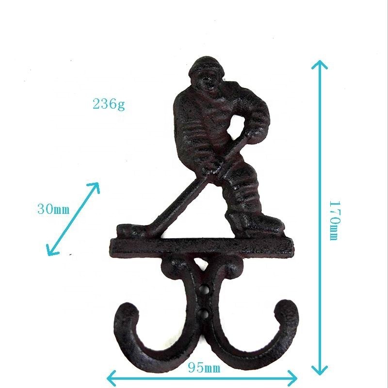 jakość Ice Hockey Rustic Cast Iron Coat Hooks Cast Iron Crafts fabryka