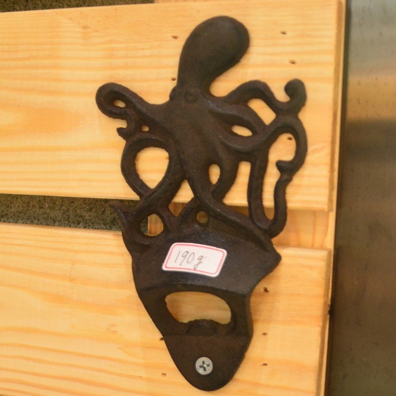 jakość Rustic Wall Mounted Octopus Antique Cast Iron Bottle Opener fabryka