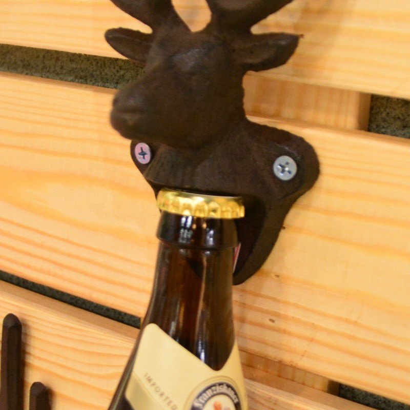jakość Home Decor Deer Head Brown Rust Cast Iron Bottle Opener fabryka