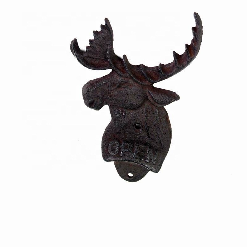 jakość Home Decor Deer Head Brown Rust Cast Iron Bottle Opener fabryka