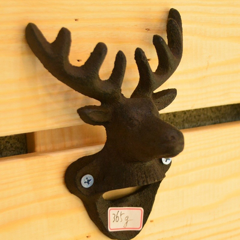 jakość Home Decor Deer Head Brown Rust Cast Iron Bottle Opener fabryka