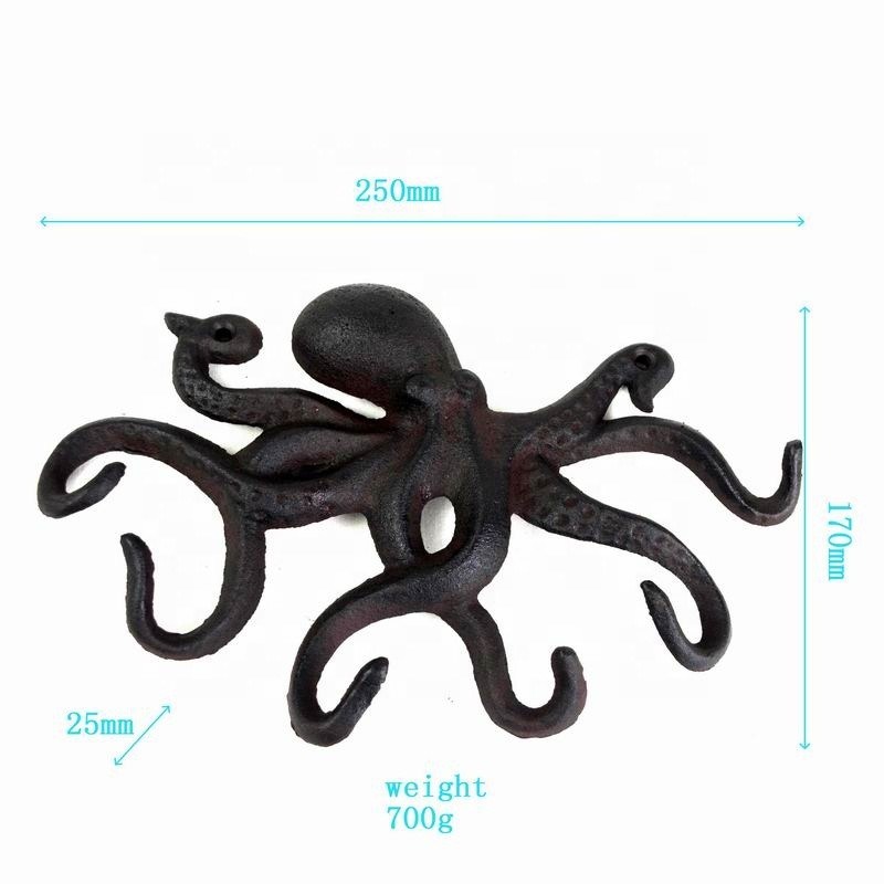 jakość Wall Mounted Creative Octopus Cast Iron Hat Hooks fabryka