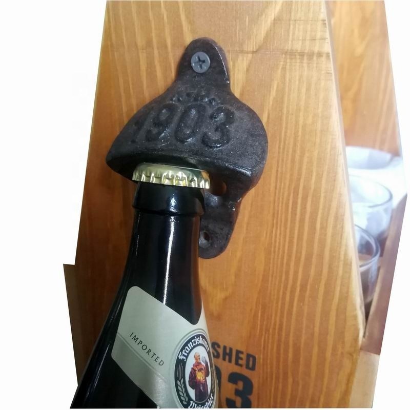 jakość Wall Mount Iron Bottle Opener Cast Iron Crafts For Bar Club fabryka