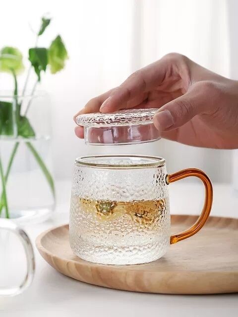 jakość Handmade Glass Tea Mug With Embossed pattern High Borosilicate GlassTea Cup Tumbler Drinking Glasses fabryka