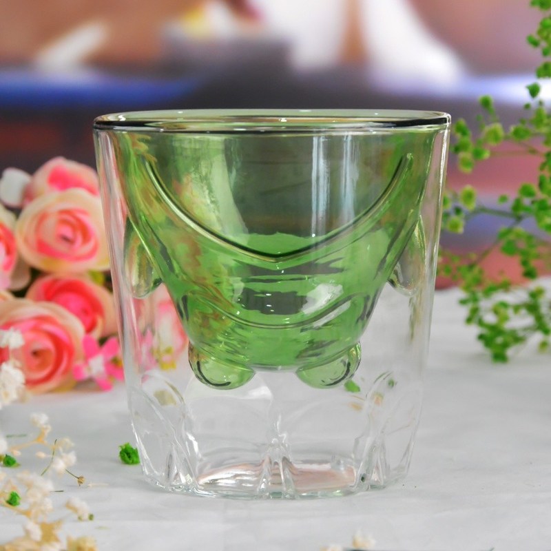jakość Green Borosilicate Double Layer Colored Drinking Glasses fabryka