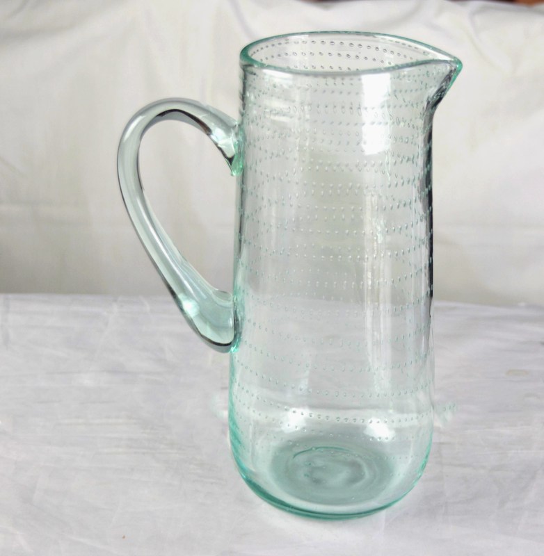 jakość Recycle Green Spiraling Bubbles  Glass Water Pitcher , Large Glass Pitcher fabryka