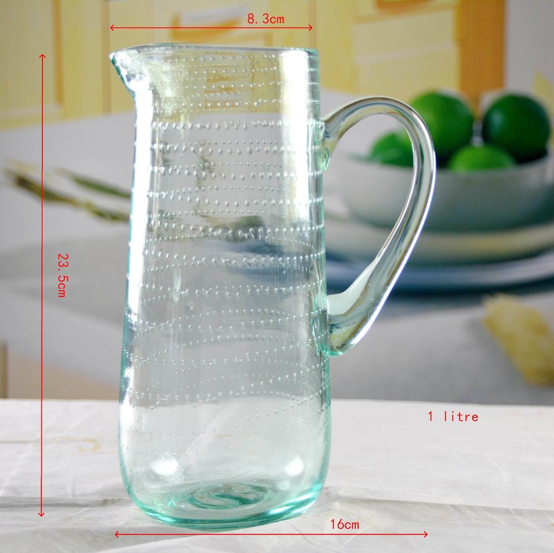 jakość Recycle Green Spiraling Bubbles  Glass Water Pitcher , Large Glass Pitcher fabryka