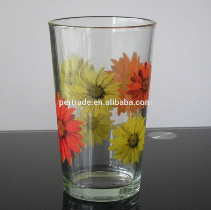 jakość Silk Printed Blooming Daisy 16 Oz Highball Glasses fabryka