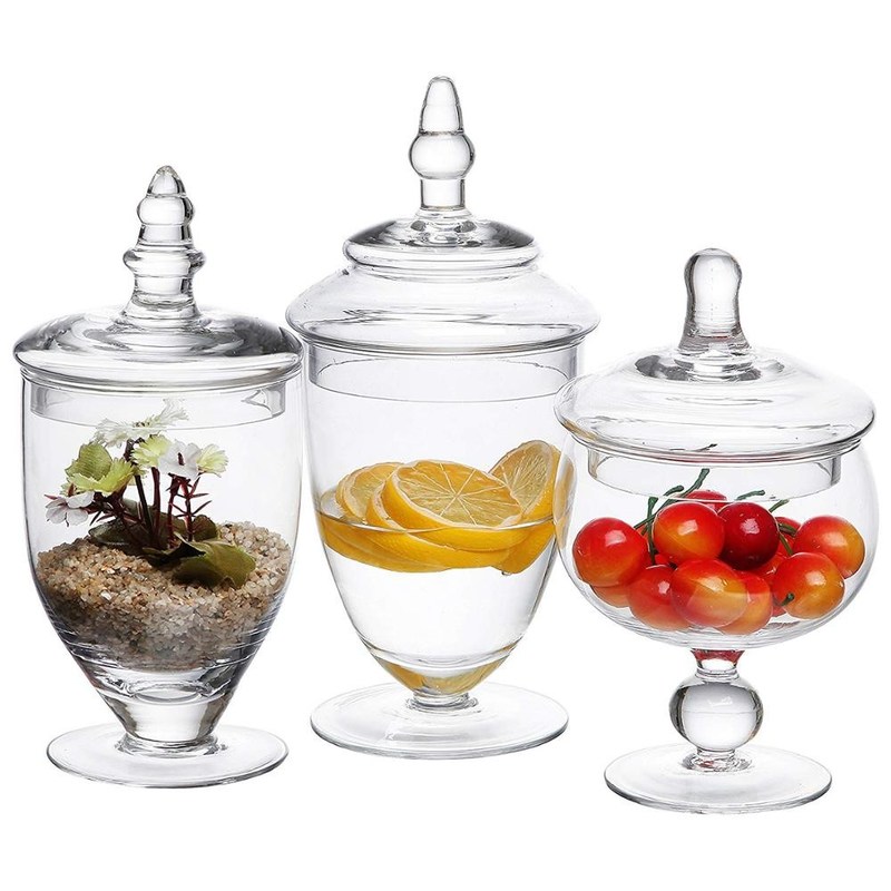 jakość Multipurpose Set Of 3 Clear Glass Jars For Kitchen fabryka