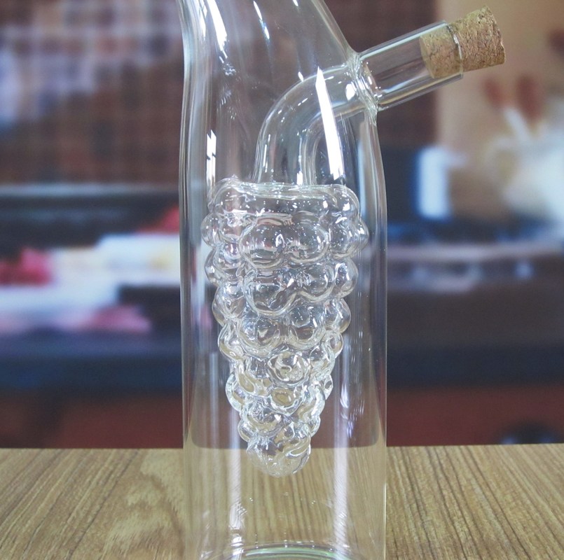 jakość Double Layer Grape Shape Glass Canister With Lid For Oil fabryka