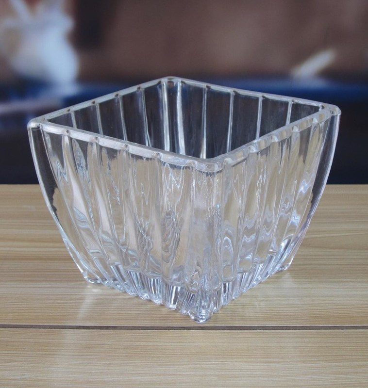 jakość Square Optic Stripes Glass Storage Jars For Candy fabryka