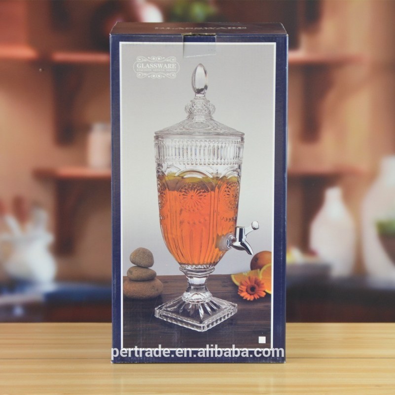 jakość Deep Cutted Engraved 5l Glass Jar With Lid . Glass Food Storage Jars fabryka