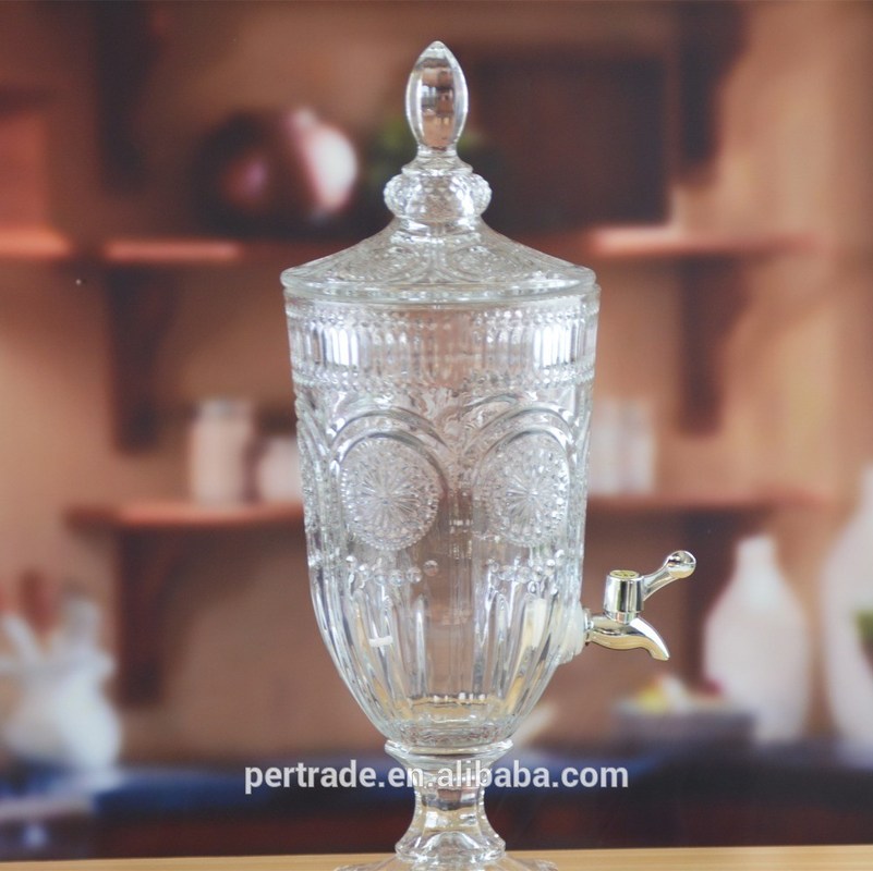 jakość Deep Cutted Engraved 5l Glass Jar With Lid . Glass Food Storage Jars fabryka