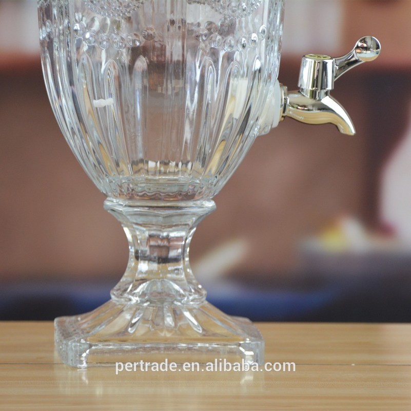 jakość Deep Cutted Engraved 5l Glass Jar With Lid . Glass Food Storage Jars fabryka