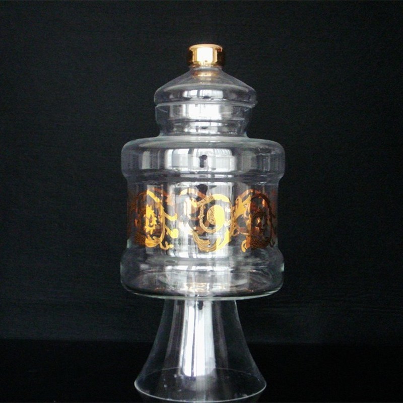 jakość Large Footed Glass Storage Jars With Gold Decoration Decal fabryka