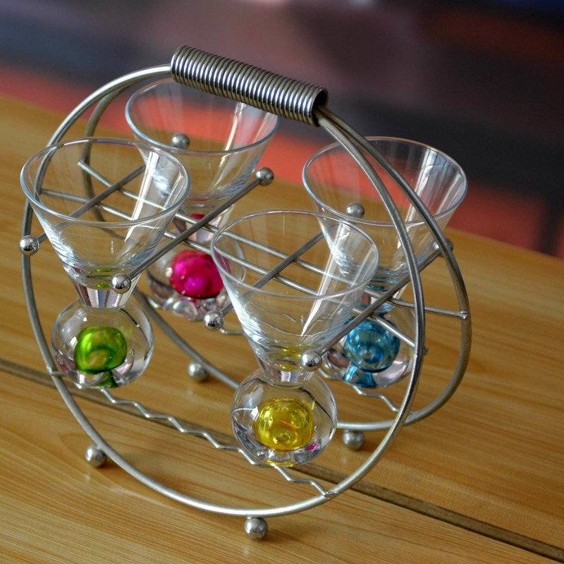 jakość Hand Made 6 Color Ball Bottom Unique Shot Glass Set fabryka