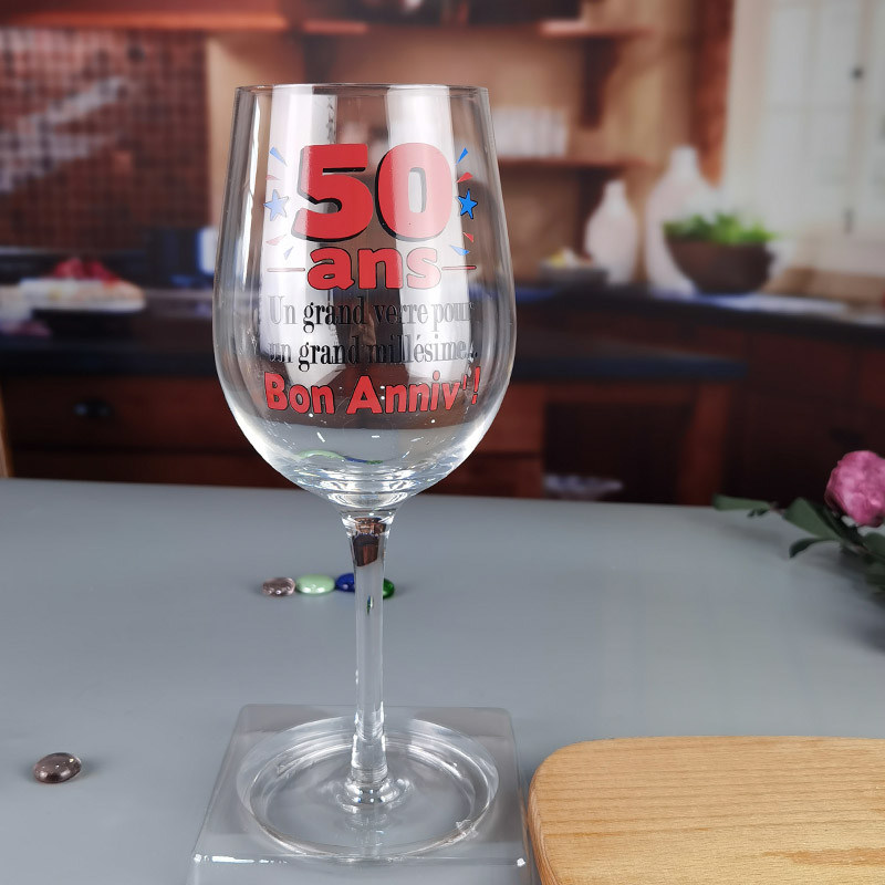 jakość Clear 1 Litre Giant Wine Glass With Anniversary Decor fabryka