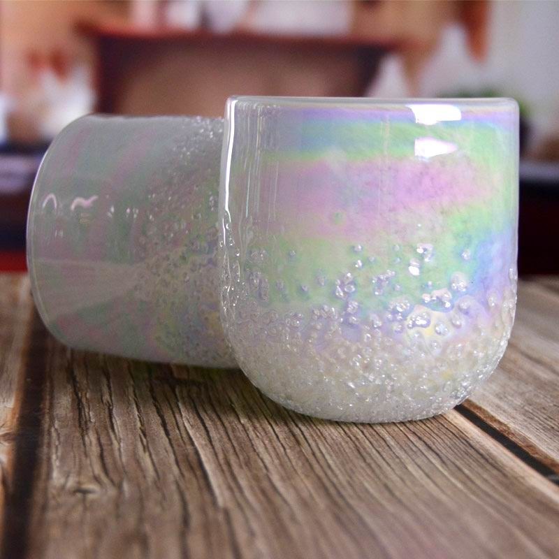 jakość Iridescent Votive Glass Candle Holders Half Rough Sands Surface fabryka