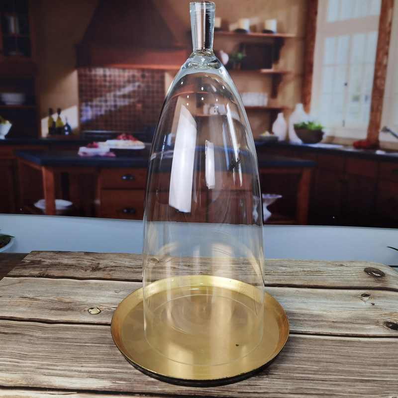 jakość Transparent Lead Free Handled 21" Glass Dome Cloche fabryka