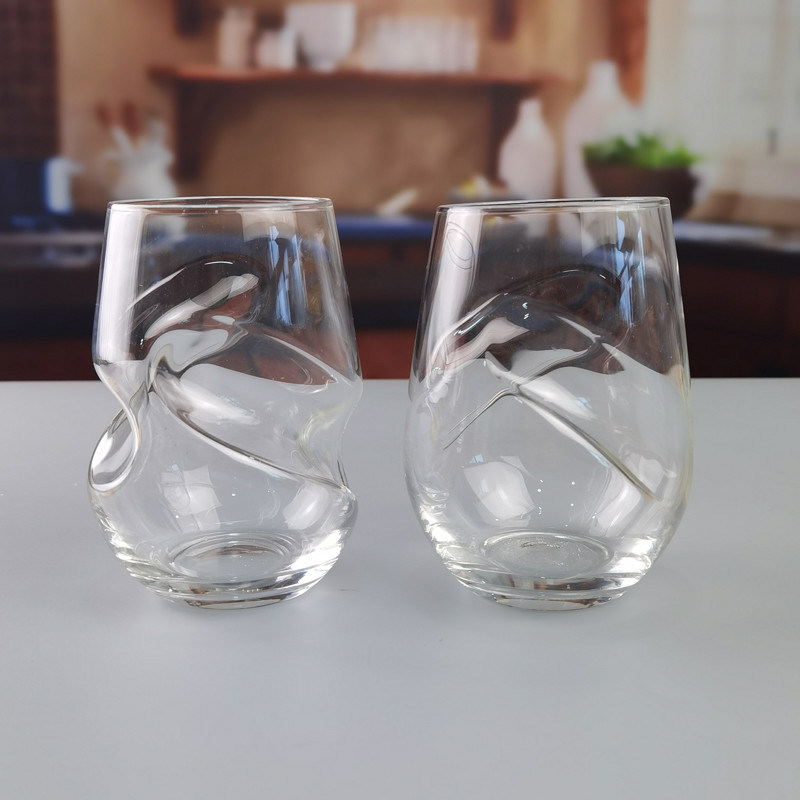 jakość Twisted Swirling Crystal Red Wine Glasses 250ml Stemless fabryka