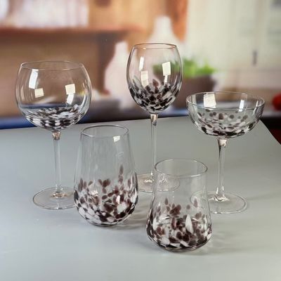 jakość Customized Hand Blowned Half-confetti Lead Free Crystal Wine Glass Set fabryka