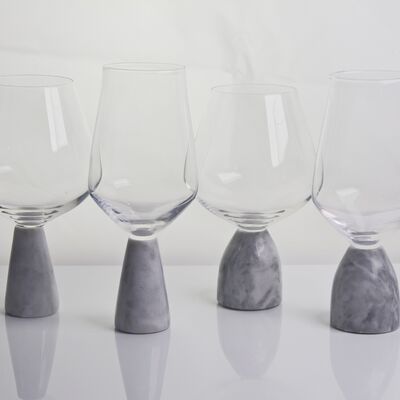 jakość Hand Blown Crystal Wine Glass with Modern Gray Marble Stem Base Ultra Clear Bowl Perfect for Dinner Parties and Everyday fabryka