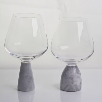 jakość Hand Blown Crystal Wine Glass with Modern Gray Marble Stem Base Ultra Clear Bowl Perfect for Dinner Parties and Everyday fabryka