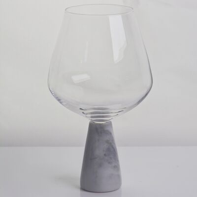 jakość Hand Blown Crystal Wine Glass with Modern Gray Marble Stem Base Ultra Clear Bowl Perfect for Dinner Parties and Everyday fabryka