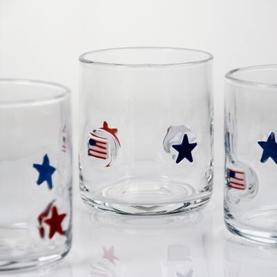 jakość Ręcznie dmuchana szklanka do whisky w patriotycznym wzorze o pojemności 400 ml - przezroczysty tumbler do whisky i koktajli fabryka
