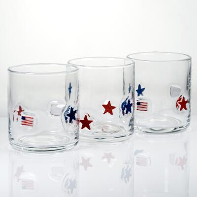 jakość Ręcznie dmuchana szklanka do whisky w patriotycznym wzorze o pojemności 400 ml - przezroczysty tumbler do whisky i koktajli fabryka