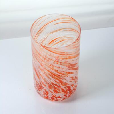 jakość Hand-blown Orange Swirl Confetti Glass Cup - Artisan Crafted Drinking Glass for Whiskey and Cocktails fabryka