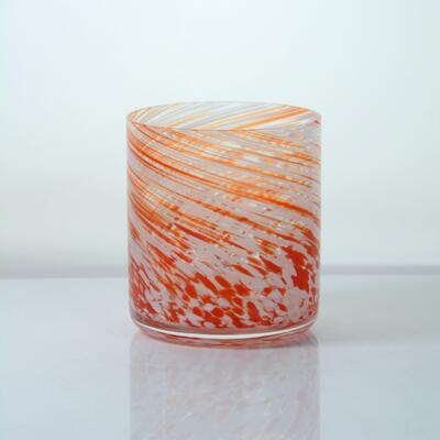 jakość Hand-blown Orange Swirl Confetti Glass Cup - Artisan Crafted Drinking Glass for Whiskey and Cocktails fabryka
