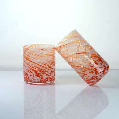 jakość Hand-blown Orange Swirl Confetti Glass Cup - Artisan Crafted Drinking Glass for Whiskey and Cocktails fabryka