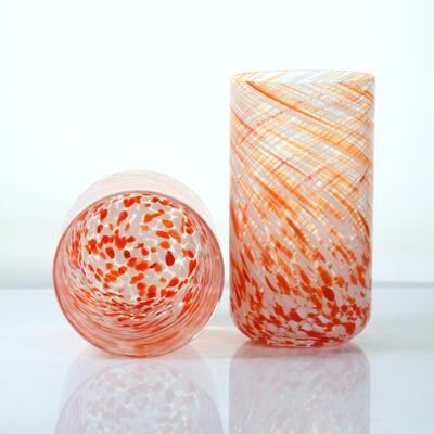 jakość Hand-blown Orange Swirl Confetti Glass Cup - Artisan Crafted Drinking Glass for Whiskey and Cocktails fabryka