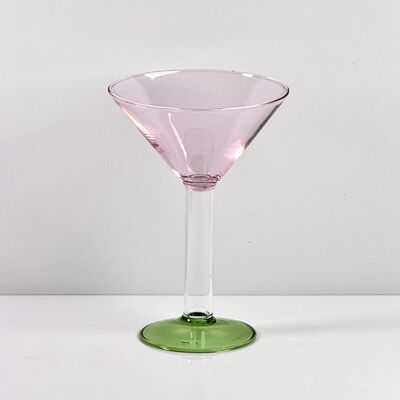 Jakość Hand Blown Borosilicate Stemmed Wine & Cocktail Glass Set, Pink Bowl with Green Hollow Stem Base, Colored Spray Tinted Art Goblets for Bar, Wedding & Table Decor fabryka