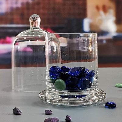 jakość Customized Color Glass Cloche Jar with Bell Dome Glass Lid For Candle Wax fabryka