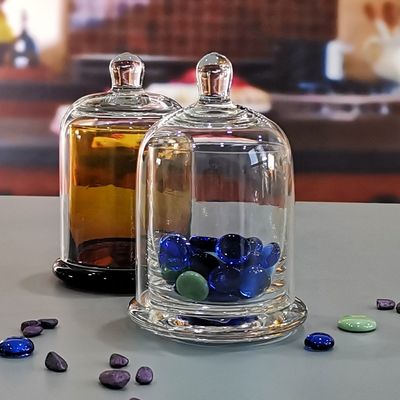 jakość Customized Color Glass Cloche Jar with Bell Dome Glass Lid For Candle Wax fabryka