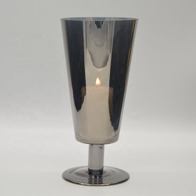 jakość Stemed Electroplated Grey Glass Candle Holder Centerpieces fabryka